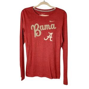 NIKE Mens Slim Fit L Maroon Red Collegiate Graphic Shirt Long Sleeve "BAMA"‎